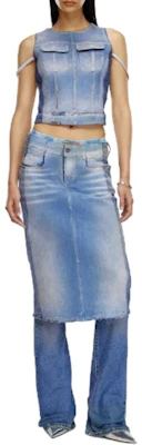 (W) DIESEL FW24 复古蓝色牛仔马甲 - 无袖设计, 双口袋款式. A14757007X8-01 Lookbook (W) DIESEL FW24 复古蓝色牛仔马甲 - 无袖设计, 双口袋款式. A14757007X8-01