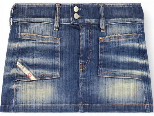 (W) 디젤 FW24 워시드 디스트레스드 데님 미니스커트 미드블루. A1373009J46-01 Buy (W) 디젤 FW24 워시드 디스트레스드 데님 미니스커트 미드블루. A1373009J46-01