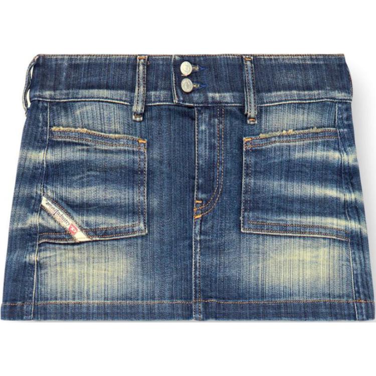 Order (W) 디젤 FW24 워시드 디스트레스드 데님 미니스커트 미드블루. A1373009J46-01