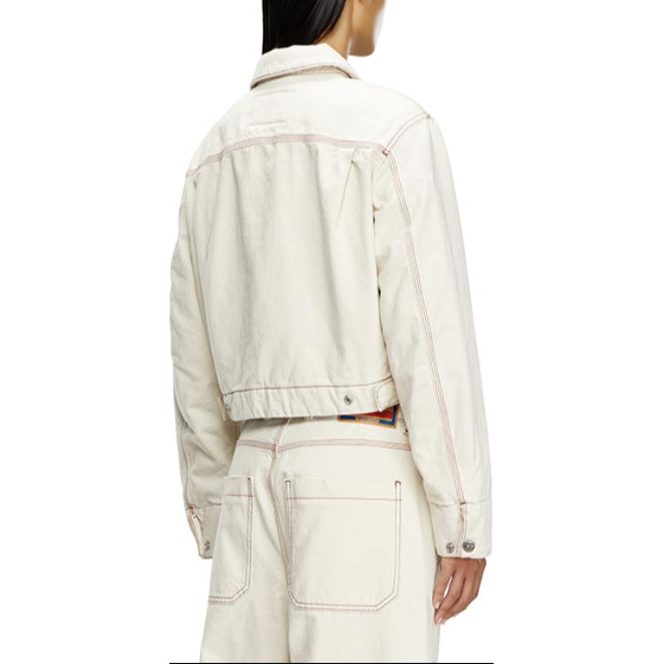 Shop (W) 디젤 FW24 화이트 데님 자켓 캐주얼 레터링 프린트 지퍼 코트 A134300GRDQ-100