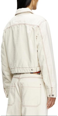 (W) 디젤 FW24 화이트 데님 자켓 캐주얼 레터링 프린트 지퍼 코트 A134300GRDQ-100 Shop (W) 디젤 FW24 화이트 데님 자켓 캐주얼 레터링 프린트 지퍼 코트 A134300GRDQ-100