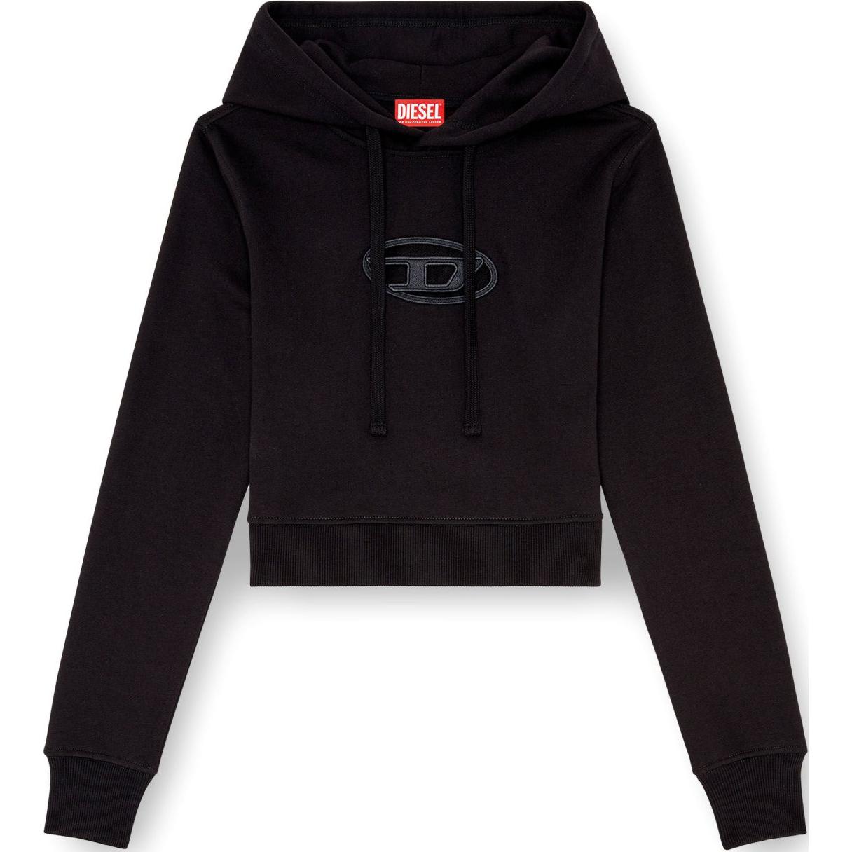 Order (Women) Diesel FW24 Black Short Pullover Hoodie Long Sleeve A157140GRAC-9XX