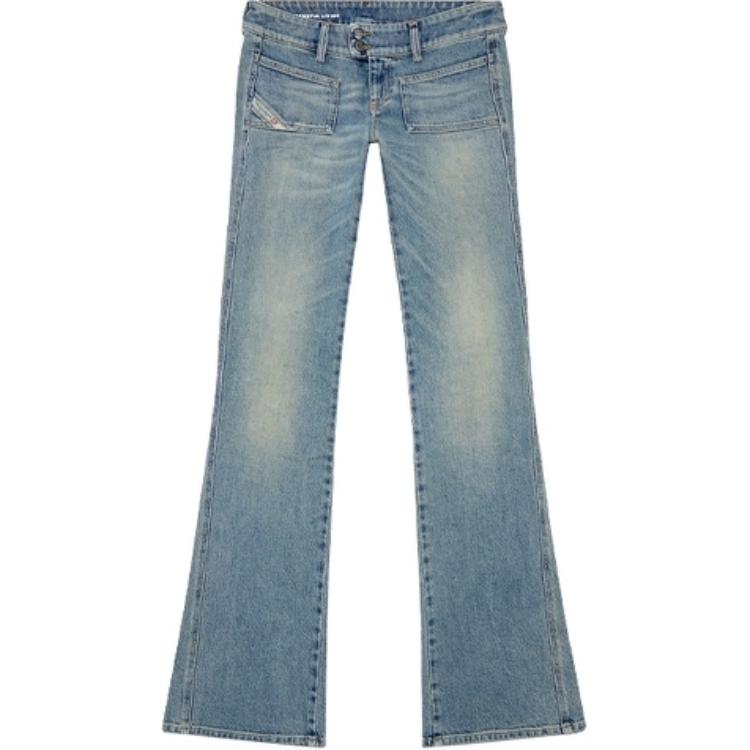 (Women) DIESEL FW24 D-Hush Low-Rise Flared Distressed Jeans Women Blue A1474009J55-01