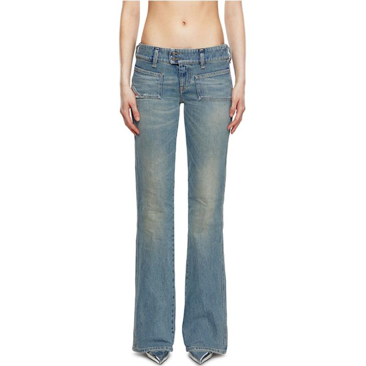 (Women) DIESEL FW24 D-Hush Low-Rise Flared Distressed Jeans Women Blue A1474009J55-01 圖 4