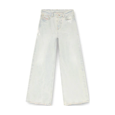 (Women) DIESEL FW24 D-SIRE Low-Rise Wide-Leg Jeans Light Grey A0692609J81-01