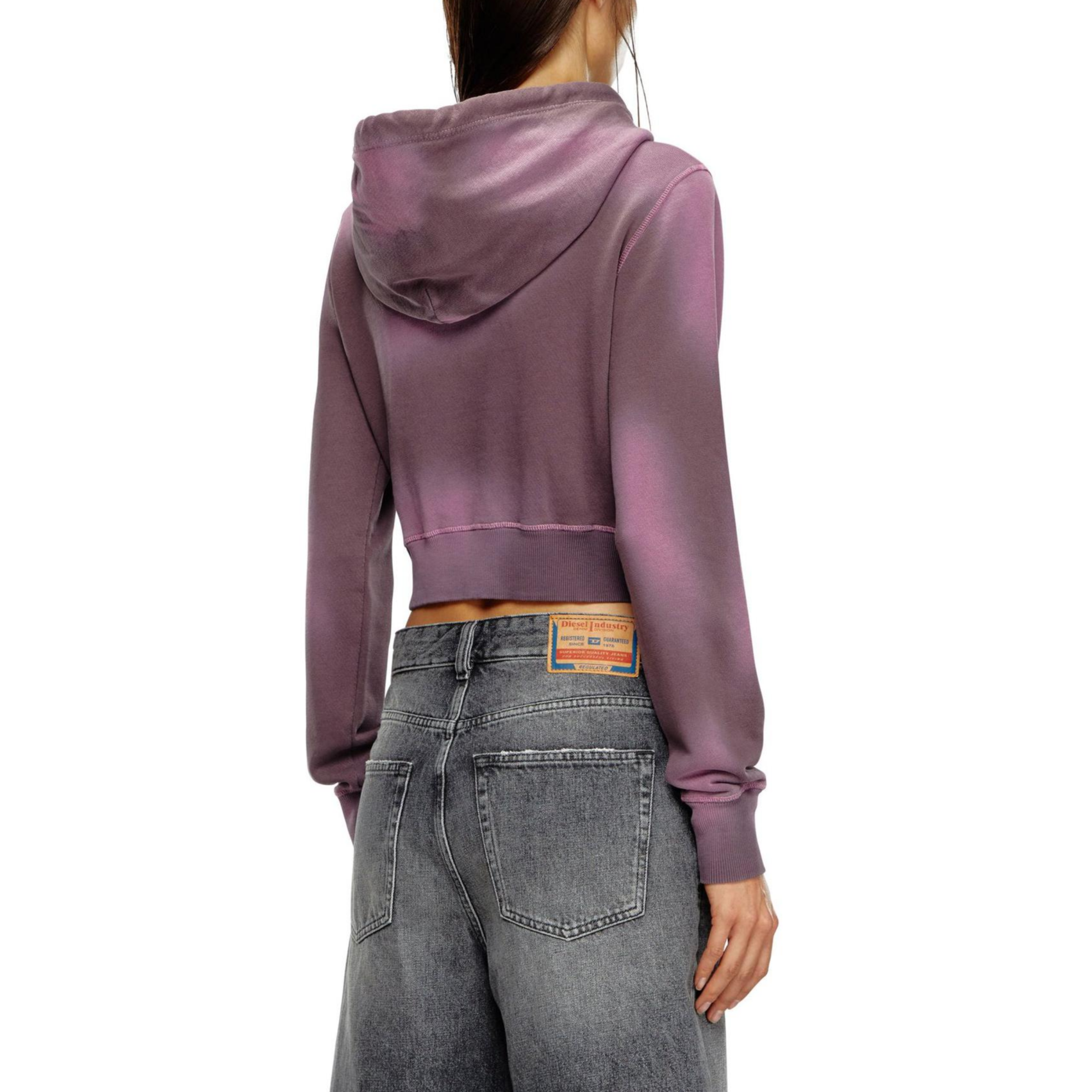 (Women) DIESEL FW24 Distressed Slim Fit Hoodie  Dark Purple A141840IPAP-377A 圖 4