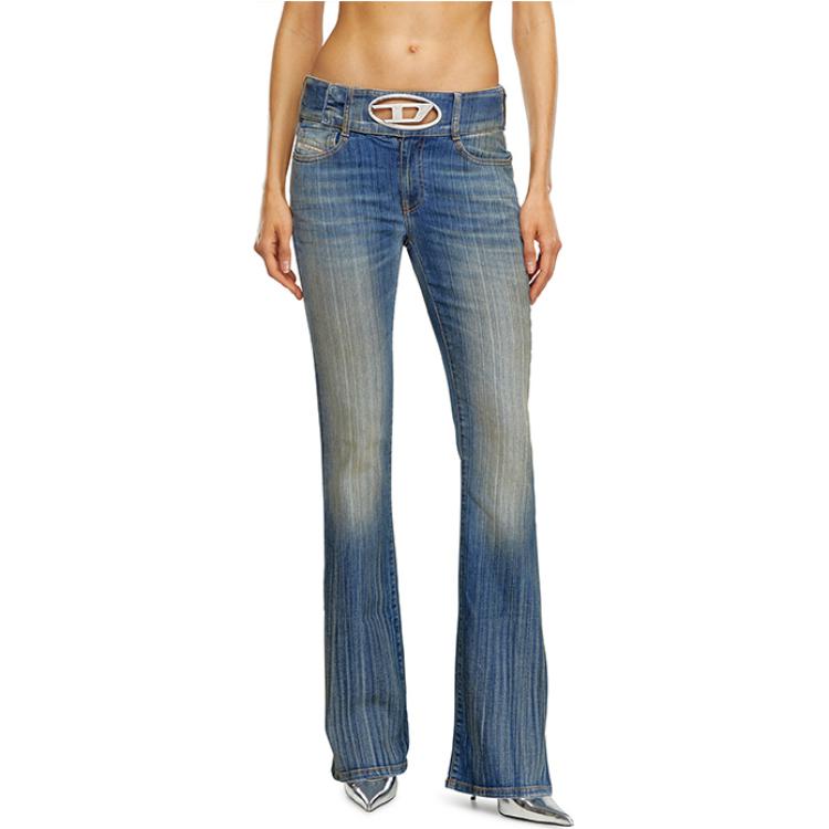(Women) DIESEL FW24 Low-Rise Flare Slim Jeans with Metal Logo for Women - Blue A143010CBCX-01 圖 3