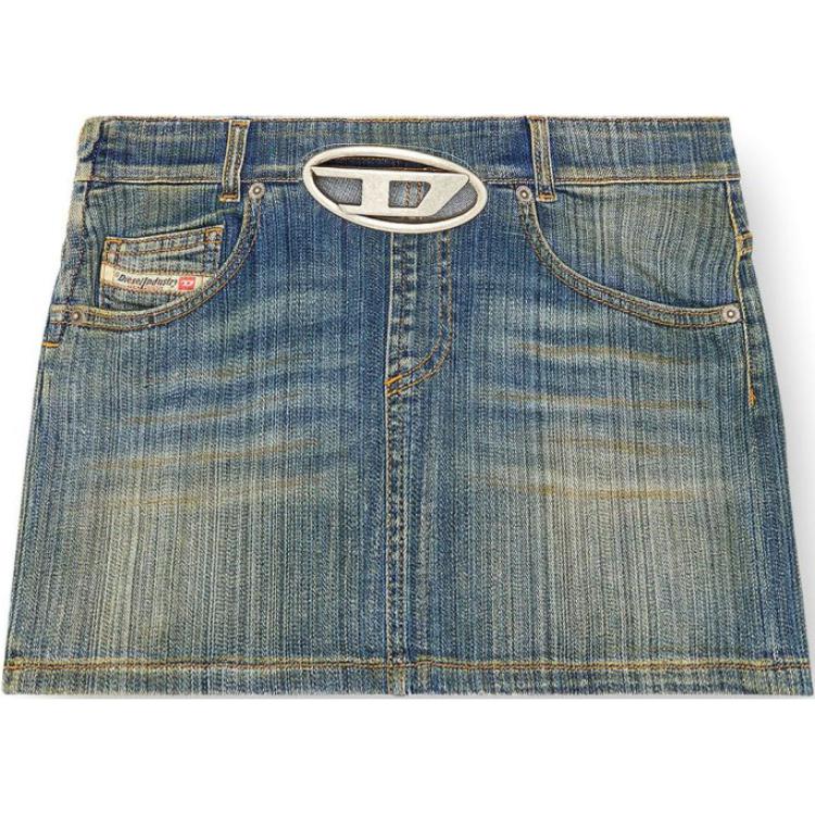 (Women) DIESEL FW24 Oval-D Low-Waist Multi-Pocket Denim Skirt Women Blue. A114550CBCX-01