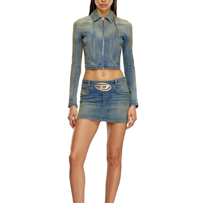 Purchase (W) 디젤 FW24 오벌-D 로우웨이스트 멀티포켓 청치마 여성 블루. A114550CBCX-01