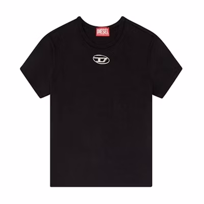 (Women) DIESEL FW24 OVAL-D Metal Logo Slim Fit Crew Neck T-Shirt Women Black. A154020HERS-9XX