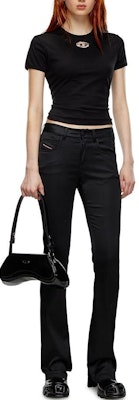 (Women) DIESEL FW24 OVAL-D Metal Logo Slim Fit Crew Neck T-Shirt Women Black. A154020HERS-9XX Lookbook (Women) DIESEL FW24 OVAL-D Metal Logo Slim Fit Crew Neck T-Shirt Women Black. A154020HERS-9XX