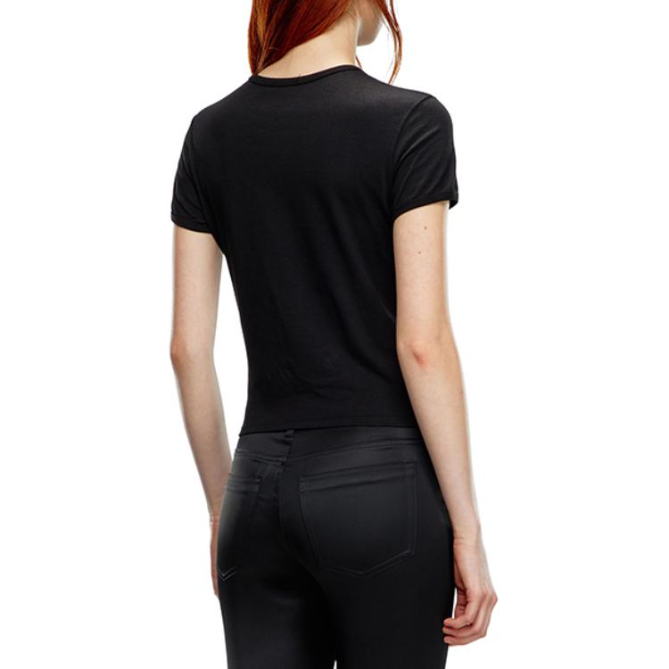 Purchase (Women) DIESEL FW24 OVAL-D Metal Logo Slim Fit Crew Neck T-Shirt Women Black. A154020HERS-9XX