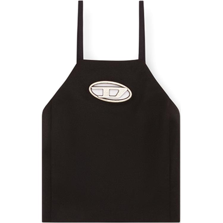 Order (W) 디젤 FW24 오벌-D 시리즈 블랙 미니멀 메탈 로고 캐주얼 민소매 탑 A143870PHAL-9XX