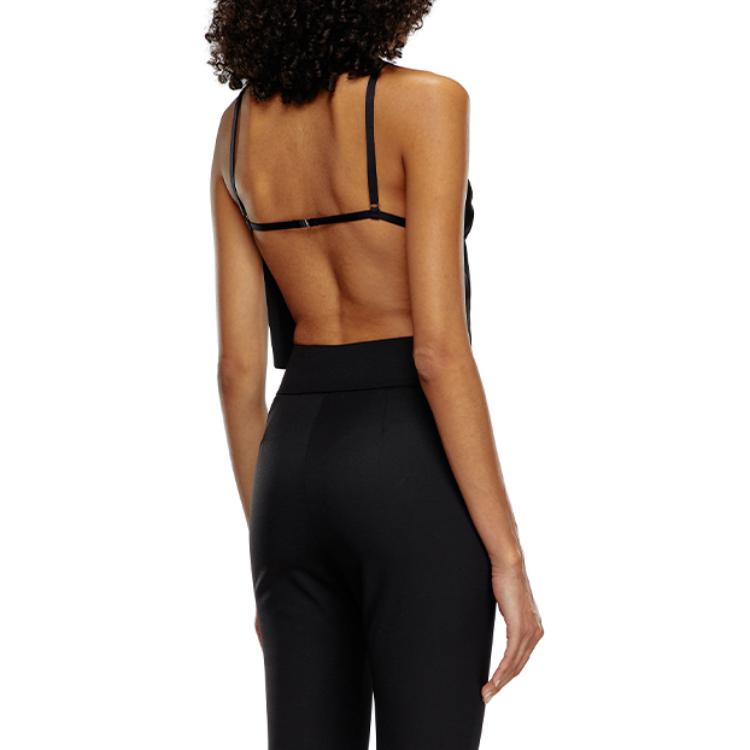 Shop (W) 디젤 FW24 오벌-D 시리즈 블랙 미니멀 메탈 로고 캐주얼 민소매 탑 A143870PHAL-9XX