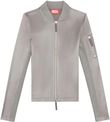 (Women) Diesel Light Grey Logo Print Zip Baseball Collar Jacket A105710BHAV-9BX Buy (Women) Diesel Light Grey Logo Print Zip Baseball Collar Jacket A105710BHAV-9BX