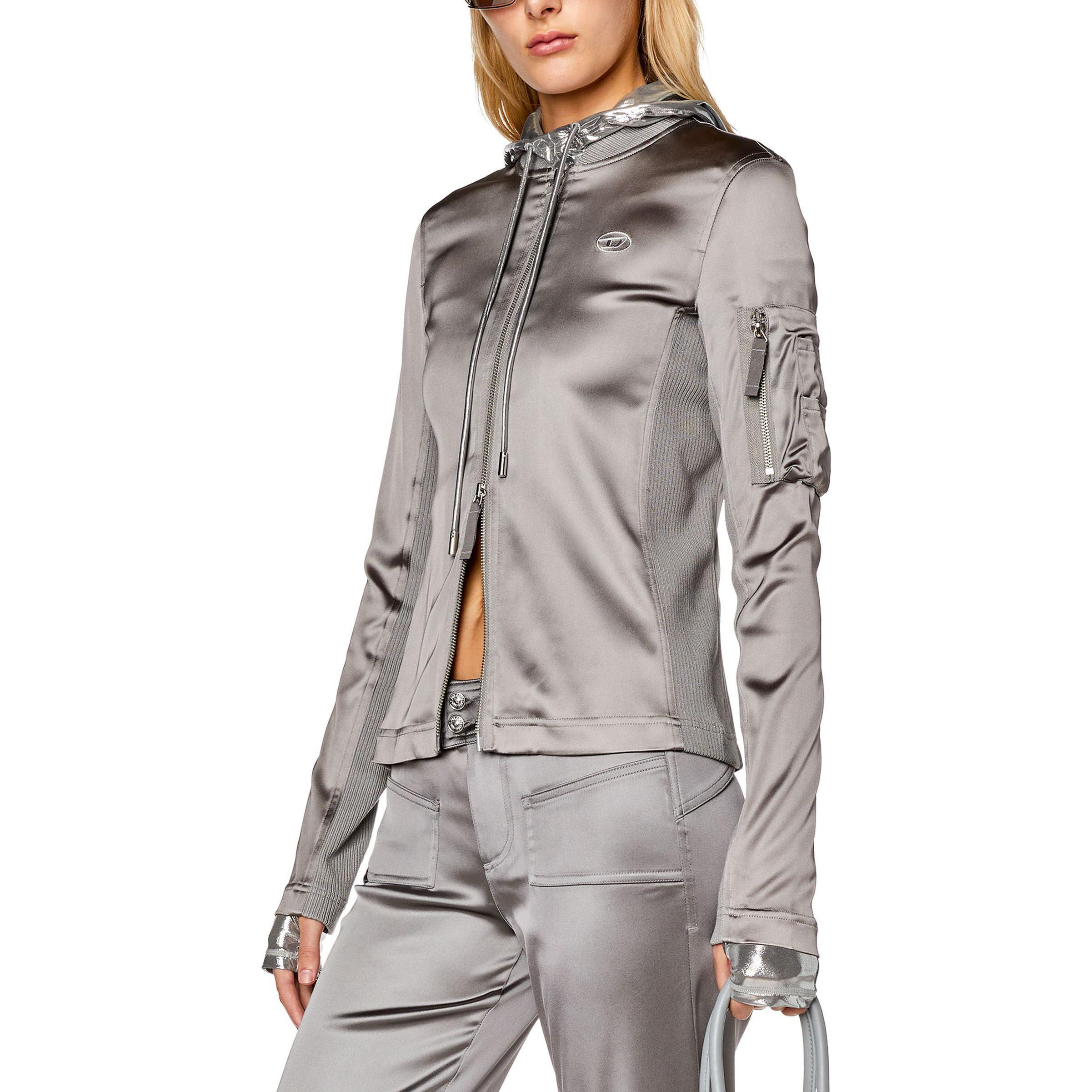 Purchase (Women) Diesel Light Grey Logo Print Zip Baseball Collar Jacket A105710BHAV-9BX