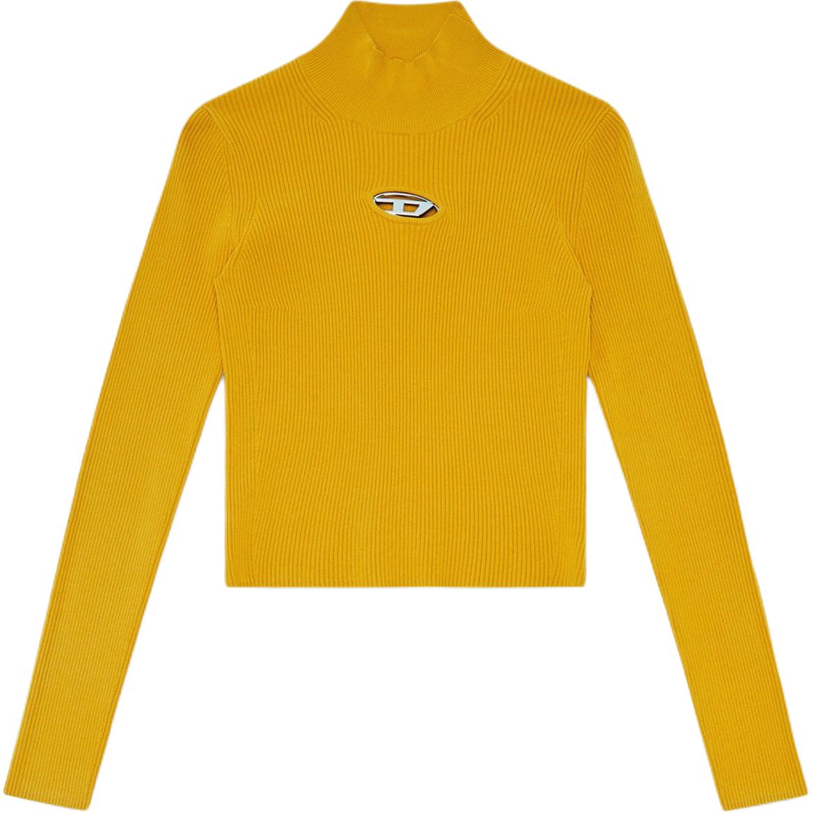 (Women) DIESEL OVAL-D  High-Neck Knit Sweater with Metal Logo in Light Brown. A141870DLAX-7ER