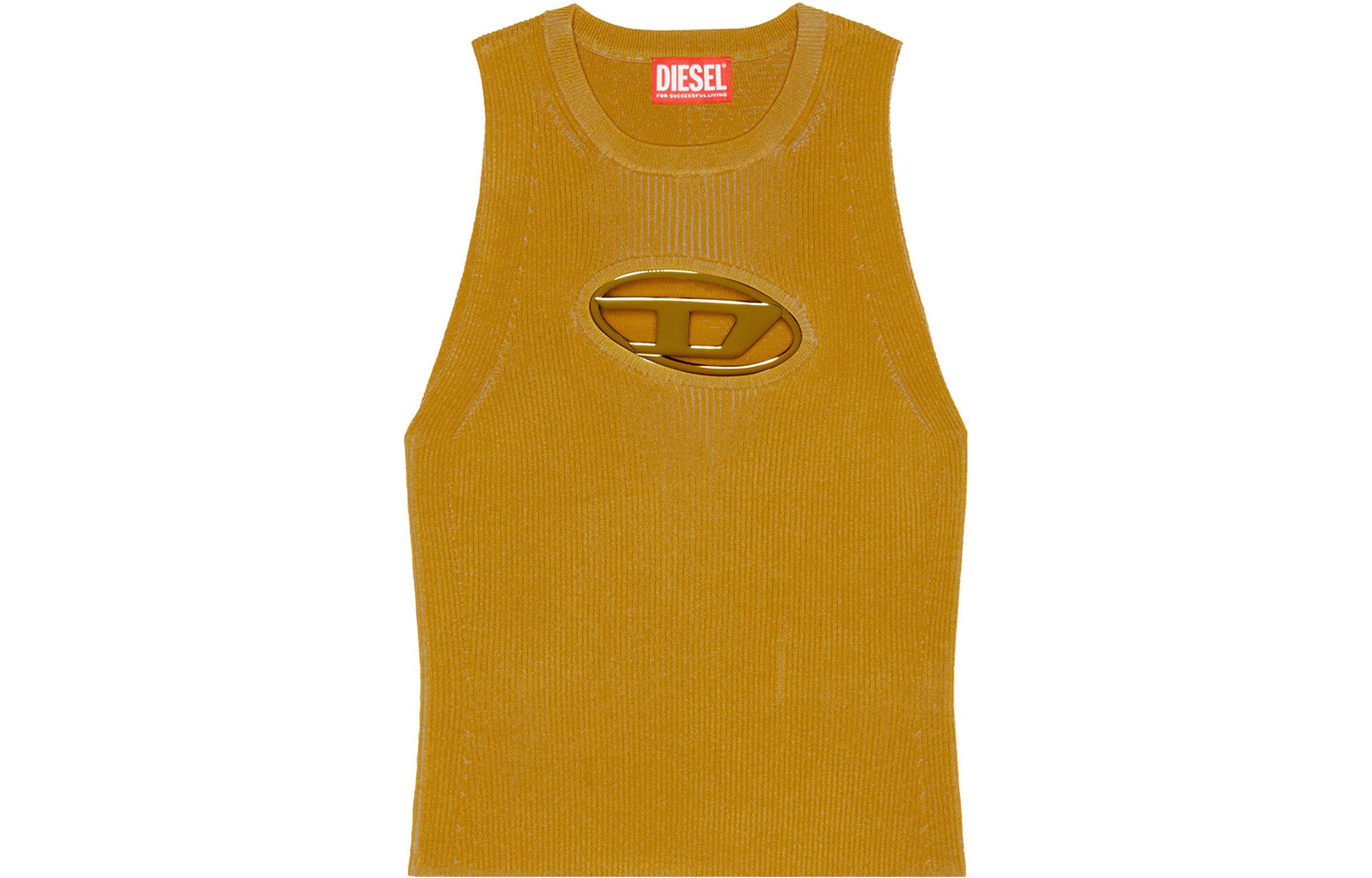 (Women) DIESEL OVAL-D  Yellow Slim Fit Geometric Logo Tank Top. A096210DLAX-5KK