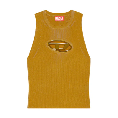 (Women) DIESEL OVAL-D Yellow Slim Fit Geometric Logo Tank Top. A096210DLAX-5KK