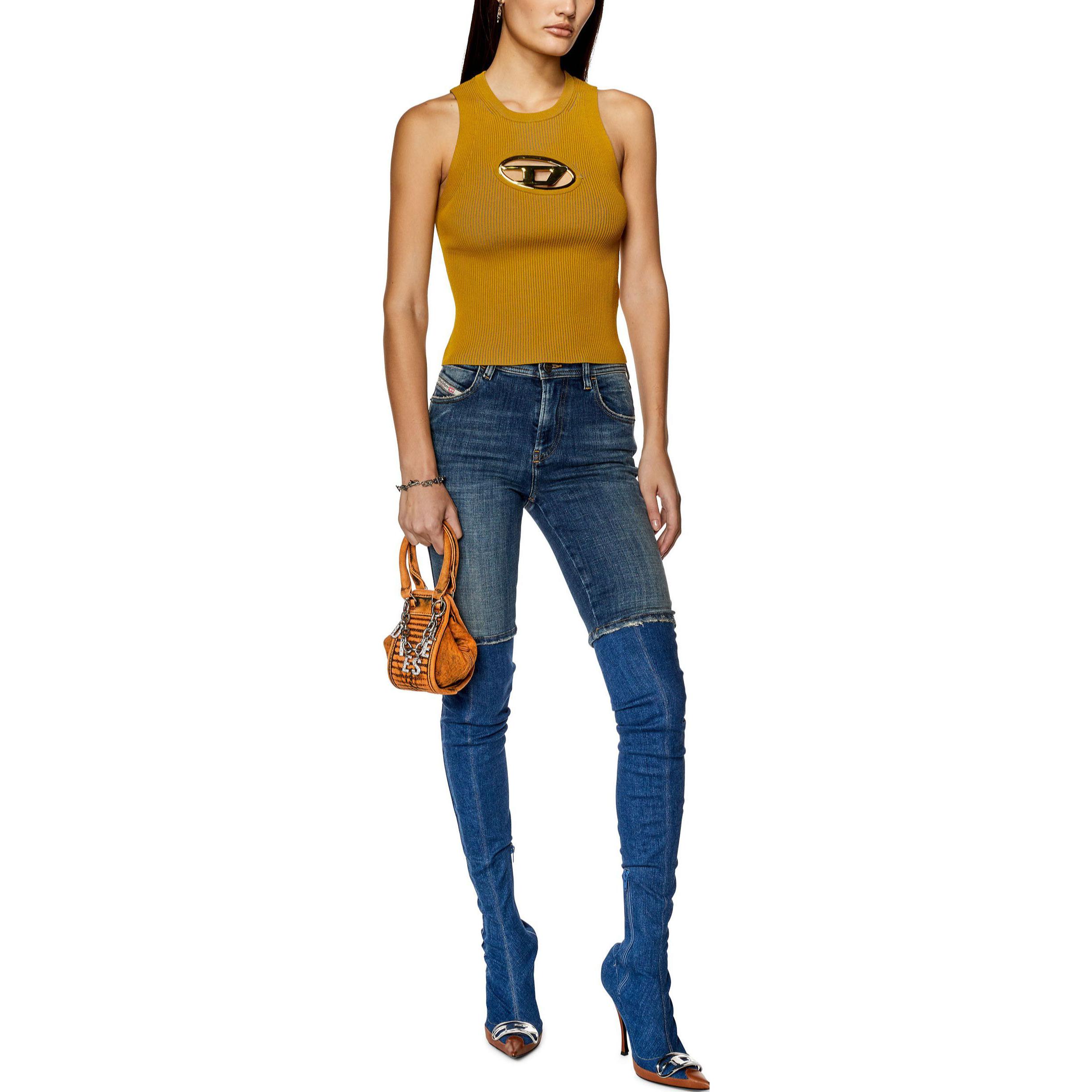 Lookbook (W) DIESEL OVAL-D黄色修身几何标志无袖上衣 A096210DLAX-5KK