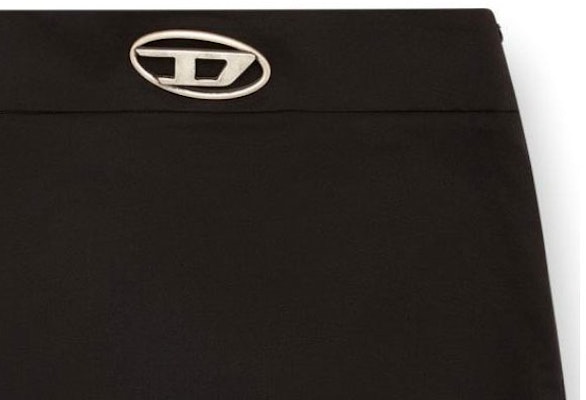 (W) DIESEL OVAL-D Rok Mini Slim Fit Hitam dengan Logo Metal dan Resleting Tersembunyi. A143880PHAL9XX Details for (W) DIESEL OVAL-D Rok Mini Slim Fit Hitam dengan Logo Metal dan Resleting Tersembunyi. A143880PHAL9XX