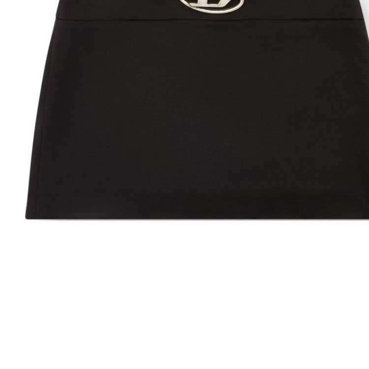 Sizing (W) DIESEL OVAL-D Rok Mini Slim Fit Hitam dengan Logo Metal dan Resleting Tersembunyi. A143880PHAL9XX