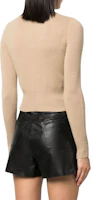Shop (Women) DIESEL OVAL-D FW22 Khaki Logo Embroidered Crewneck Cashmere Sweater. A067120KCAE79G