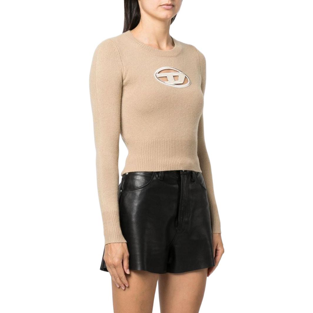 Purchase (W) DIESEL OVAL-D FW22 卡其色标志刺绣羊绒套头毛衣。 A067120KCAE79G