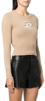 Purchase (Women) DIESEL OVAL-D FW22 Khaki Logo Embroidered Crewneck Cashmere Sweater. A067120KCAE79G