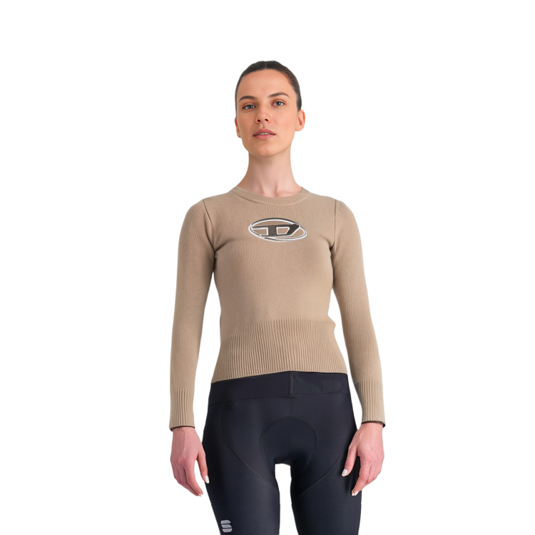 Sizing (W) DIESEL OVAL-D FW22 卡其色标志刺绣羊绒套头毛衣。 A067120KCAE79G