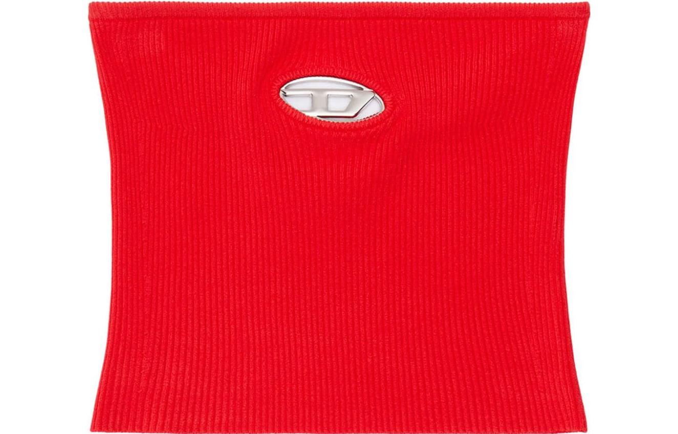 (Women) DIESEL OVAL-D FW23 Red Ribbed Comfortable Bandeau Top for Women. A130190DLAX-RED
