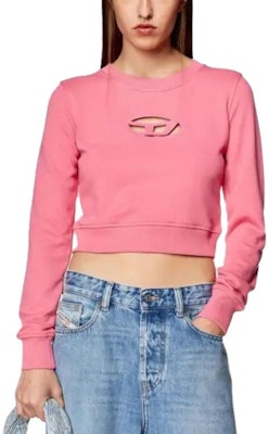 (W) DIESEL OVAL-D FW23 Wanita Pink Logo Crewneck Pullover Crop Sweatshirt. A099310GRAC-PINK Lookbook (W) DIESEL OVAL-D FW23 Wanita Pink Logo Crewneck Pullover Crop Sweatshirt. A099310GRAC-PINK