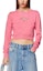 Shop (W) DIESEL OVAL-D FW23 Wanita Pink Logo Crewneck Pullover Crop Sweatshirt. A099310GRAC-PINK