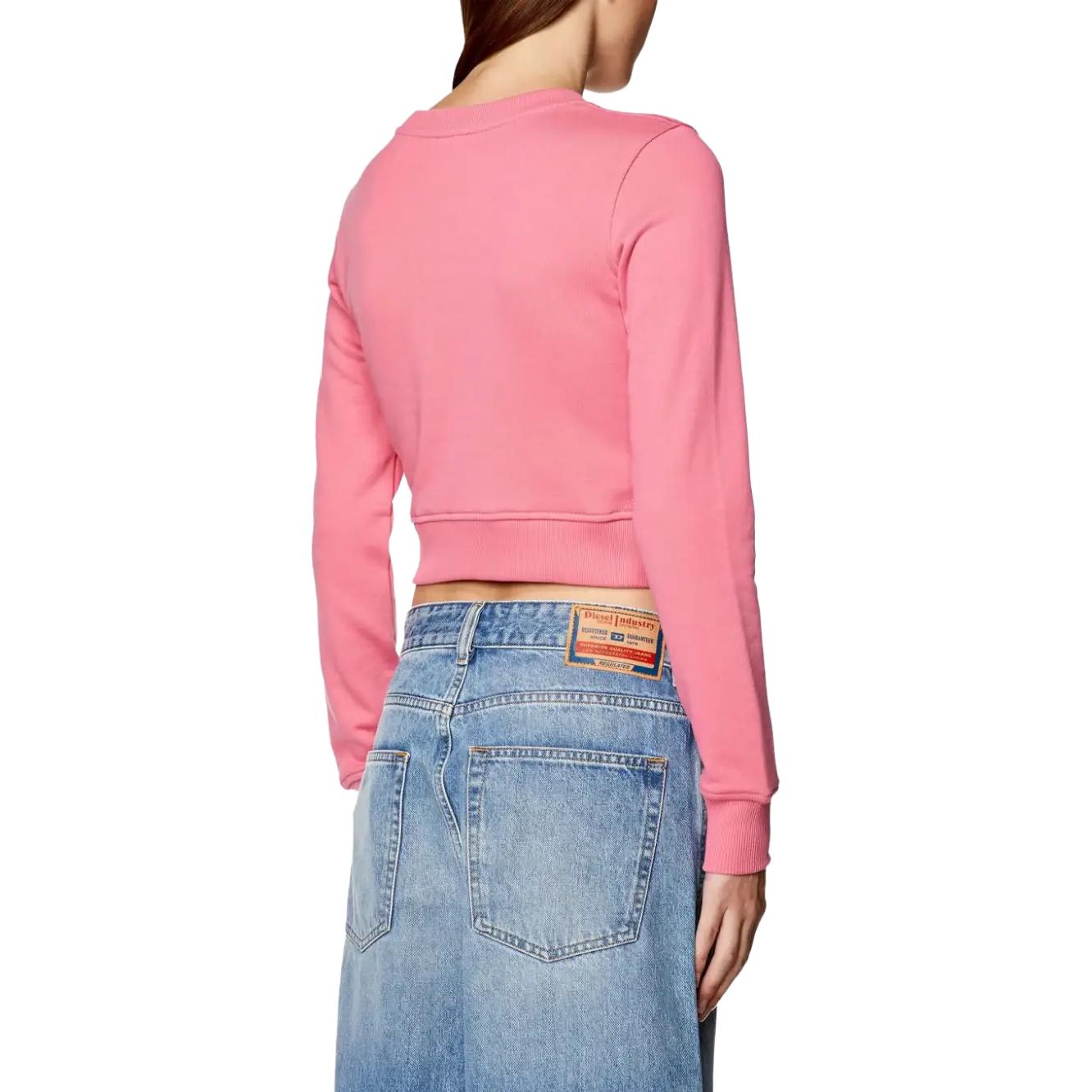 Purchase (W) DIESEL OVAL-D FW23 Wanita Pink Logo Crewneck Pullover Crop Sweatshirt. A099310GRAC-PINK