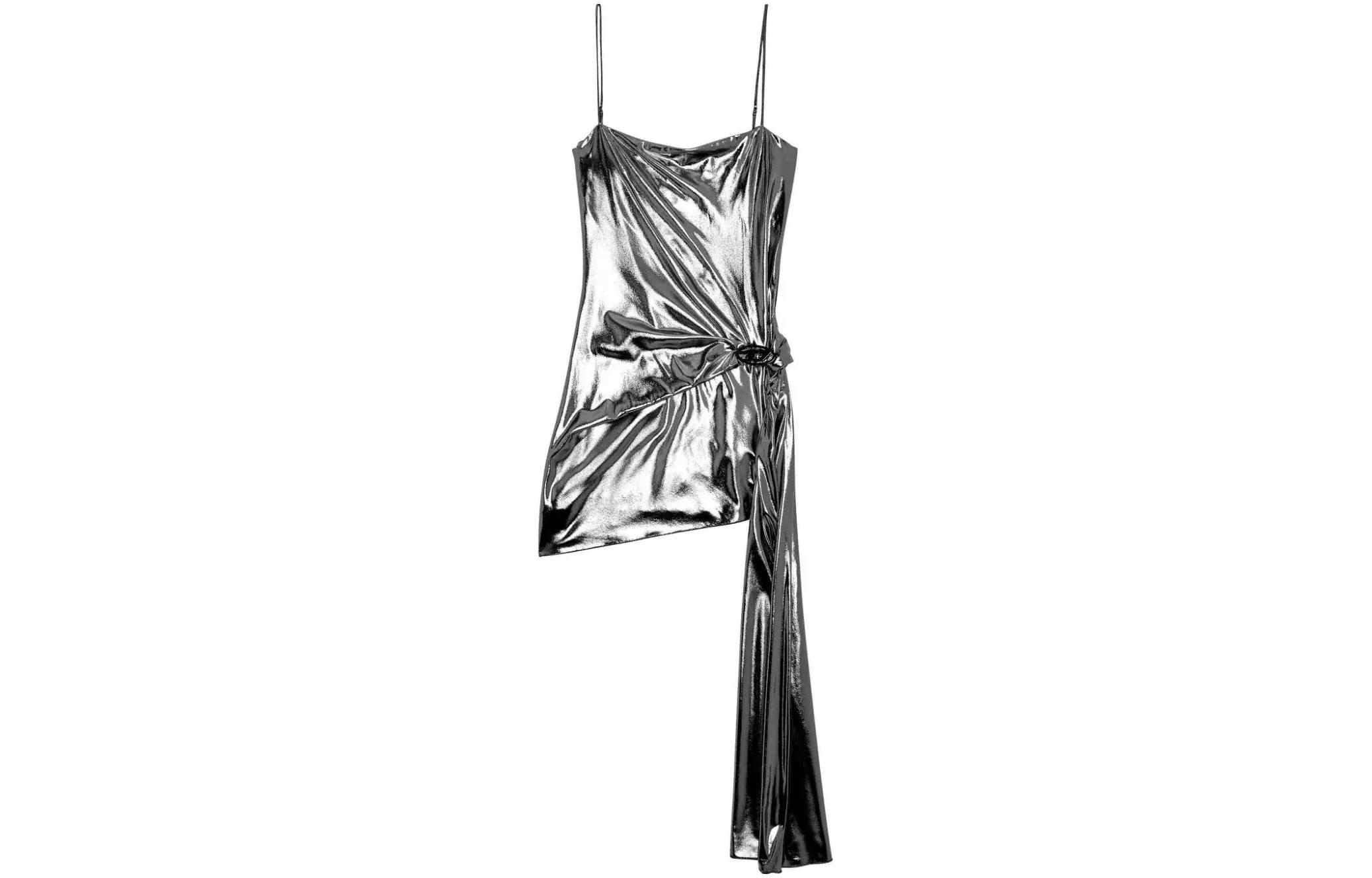 Order (Women) DIESEL OVAL-D FW23 Y2K Metallic Silver Mini Slip Dress . A120550THAG-SILVER