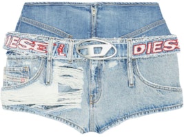(Women) DIESEL OVAL-D High-Waisted Embroidered Denim Shorts Blue A091960EMAG-01C (Women) DIESEL OVAL-D High-Waisted Embroidered Denim Shorts Blue A091960EMAG-01C