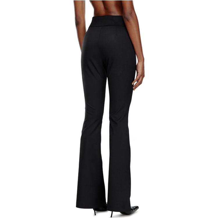 Shop (W) DIESEL OVAL-D 女士高腰喇叭休闲裤 黑色金属标志裤。 A143900PHAL-9XX