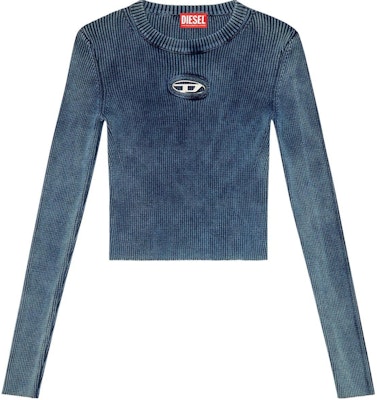 (Women) DIESEL OVAL-D Metallic Logo Crewneck Knit Sweater Blue A148100ANAH-8AT Buy (Women) DIESEL OVAL-D Metallic Logo Crewneck Knit Sweater Blue A148100ANAH-8AT
