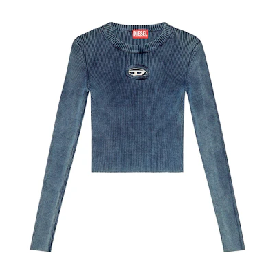 (Women) DIESEL OVAL-D Metallic Logo Crewneck Knit Sweater Blue A148100ANAH-8AT