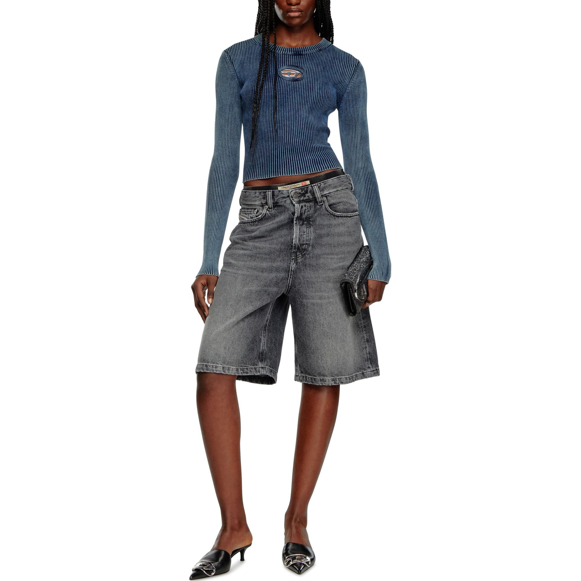 Lookbook (W) DIESEL OVAL-D 金属标志蓝色针织圆领毛衣 A148100ANAH-8AT