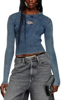 Shop (Women) DIESEL OVAL-D Metallic Logo Crewneck Knit Sweater Blue A148100ANAH-8AT