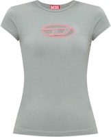 (Women) DIESEL OVAL-D Series FW24 Grey Logo Cutout Round Neck T-Shirt A062680AFAA-GREY (Women) DIESEL OVAL-D Series FW24 Grey Logo Cutout Round Neck T-Shirt A062680AFAA-GREY
