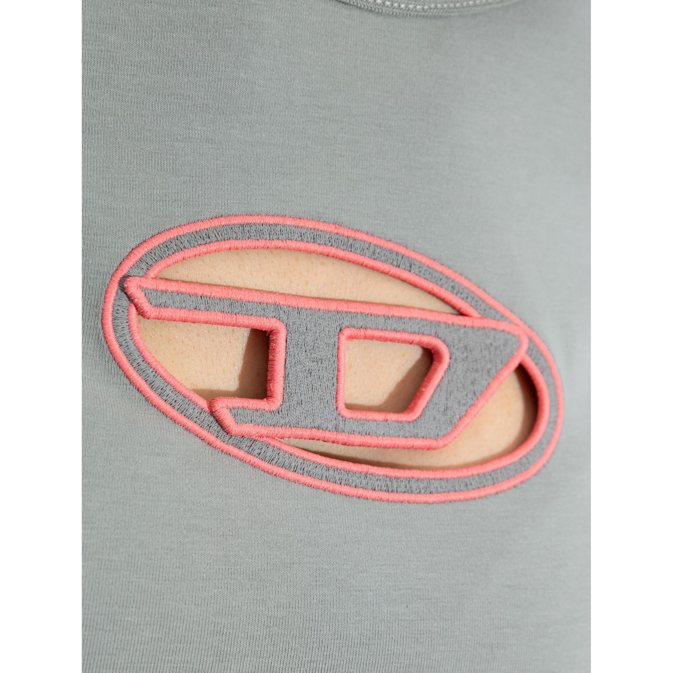 Details for (W) DIESEL OVAL-D 系列 FW24 灰色标志圆领镂空短袖T恤 A062680AFAA-GREY