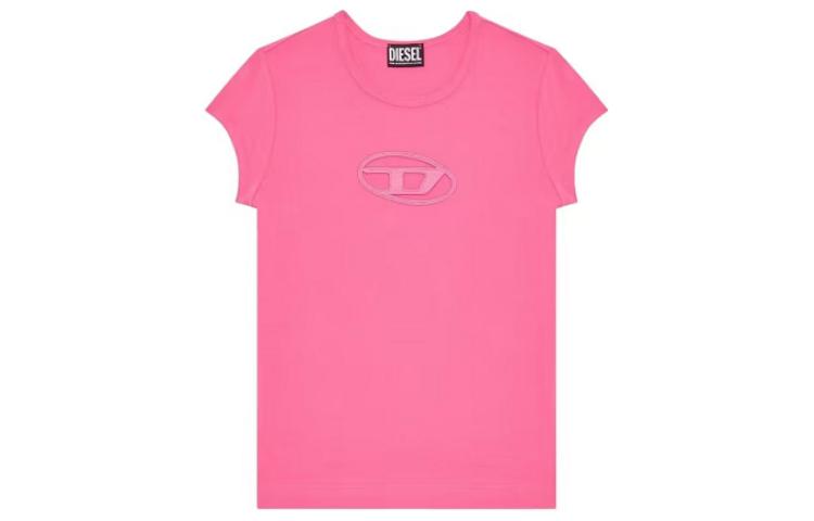 (Women) DIESEL OVAL-D Series Slim Fit Logo T-Shirt Fluorescent Pink A062680AFAA-3AP