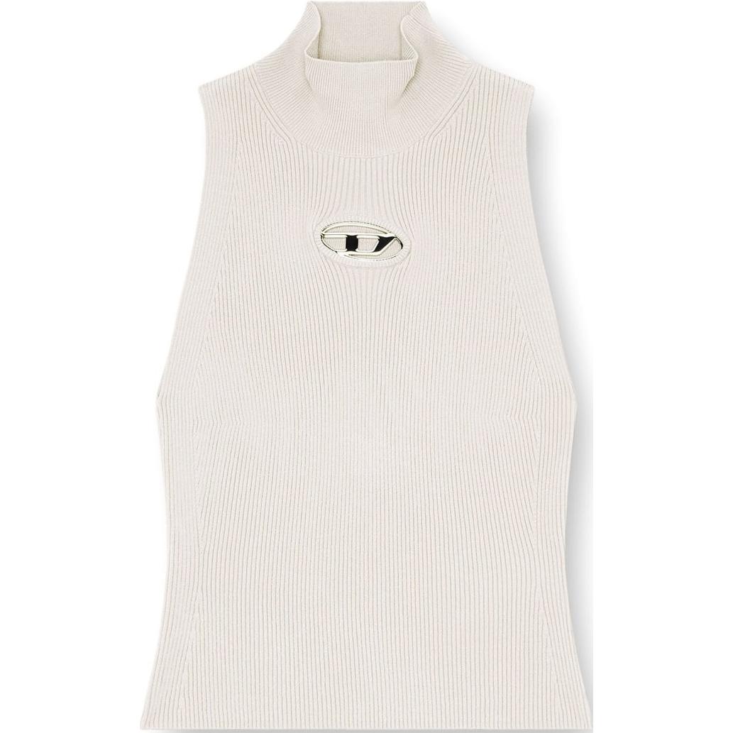 Order (W) DIESEL OVAL-D Slim Fit Top de Punto Cuello Alto Mujer Gris con Logo Metálico. A130200DLAX-9CJ