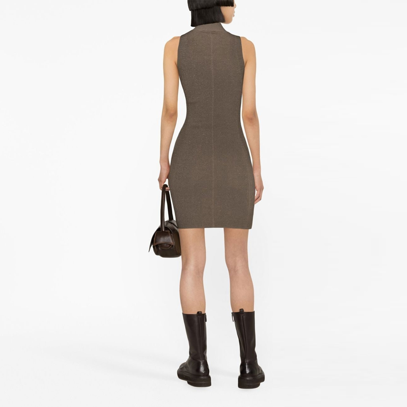 Shop (Women) DIESEL OVAL-D SS23  Brown Slim-Fit Sleeveless Dress with Logo Cutout. A094630DLAX-937