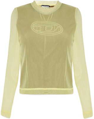 (Women) DIESEL OVAL-D SS23 Logo Graphic Embroidered Long Sleeve Tee Yellow-Green A084520BJAQ5BVA Order (Women) DIESEL OVAL-D SS23 Logo Graphic Embroidered Long Sleeve Tee Yellow-Green A084520BJAQ5BVA