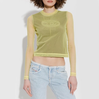 (Women) DIESEL OVAL-D SS23 Logo Graphic Embroidered Long Sleeve Tee Yellow-Green A084520BJAQ5BVA Lookbook (Women) DIESEL OVAL-D SS23 Logo Graphic Embroidered Long Sleeve Tee Yellow-Green A084520BJAQ5BVA