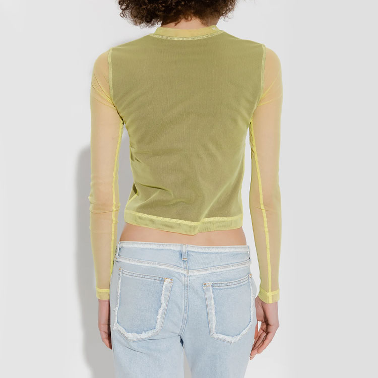 Shop (Women) DIESEL OVAL-D SS23 Logo Graphic Embroidered Long Sleeve Tee  Yellow-Green A084520BJAQ5BVA