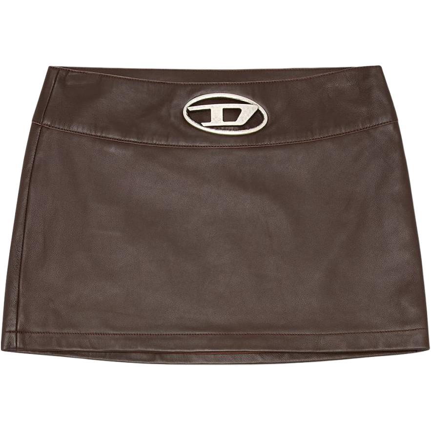 Order (W) DIESEL OVAL-D Y2K 金属标志修身迷你皮裙 女士 棕色 A149590BNDR-7ES